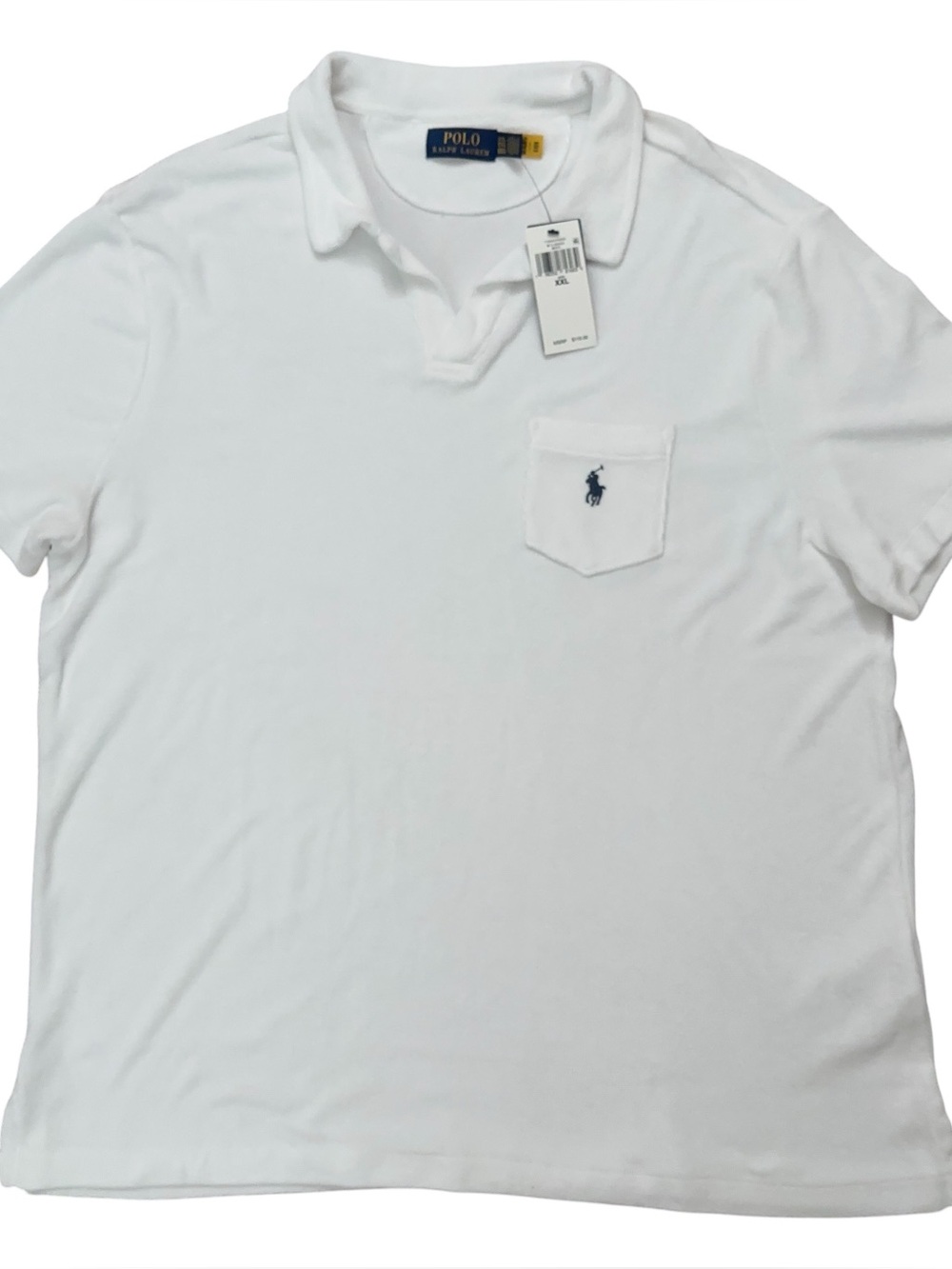 Polo Ralph Lauren Polo Shirt Mens Size 2XL Terry Cloth Johnny Collar White NEW